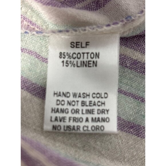 Easel Los Angeles Striped Button Front Tunic Mini Dress Womens Small Linen Blend - Picture 5 of 7